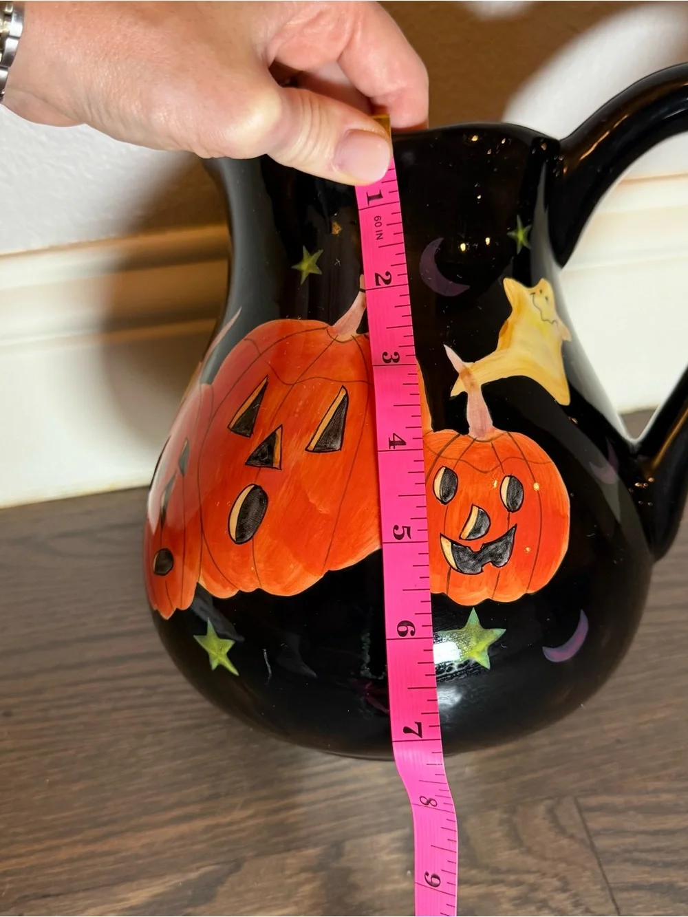 VINTAGE Target Black Ceramic Halloween Pitcher with Orange Jack-o'-Lanterns